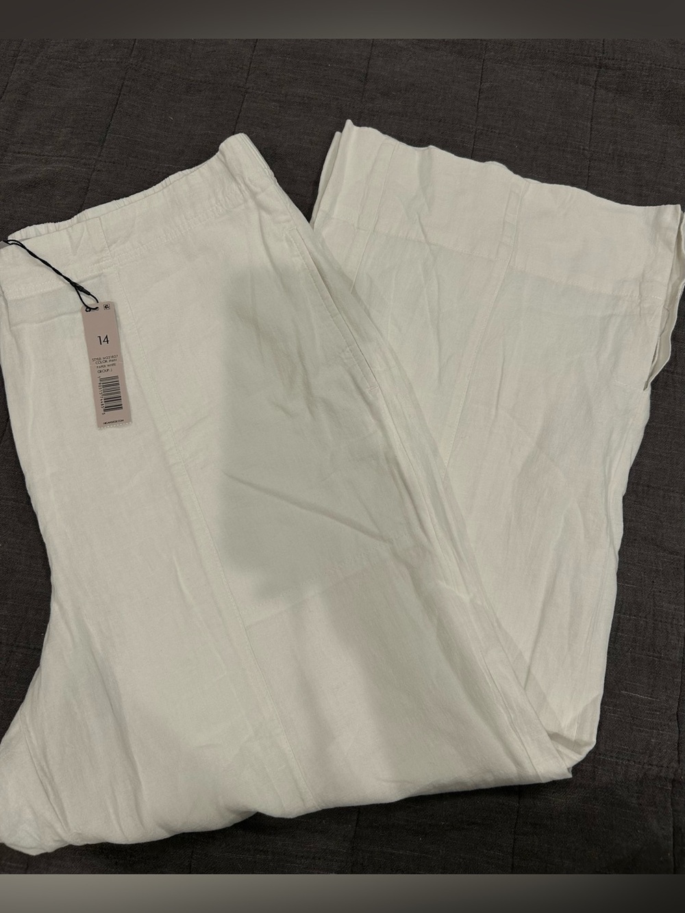 White Linen-Look Wide Leg Pants